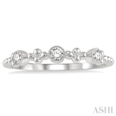1/5 Ctw Circular Mount Ball Link Round Cut Diamond Stackable Band in 14K White Gold